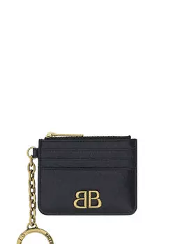 Женская кожаная визитница с логотипом Balenciaga, черный