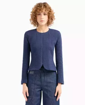 Женская куртка-стрейч с сетчатым эффектом Emporio Armani, синий