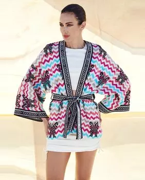 Женская куртка типа кимоно с геометрическим принтом от Nieves Alvarez The Extreme Collection, мультиколор