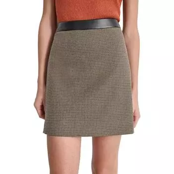 Женская мини-юбка из полиэстера с металлическим оттенком DKNY, коричневый