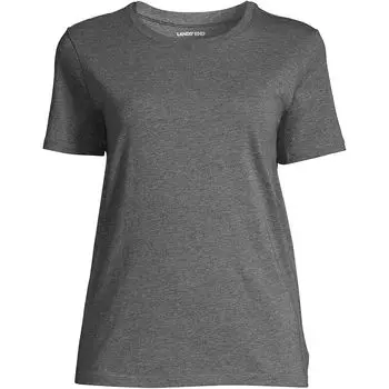 Женская непринужденная хлопковая футболка Supima с короткими рукавами и круглым вырезом Lands' End