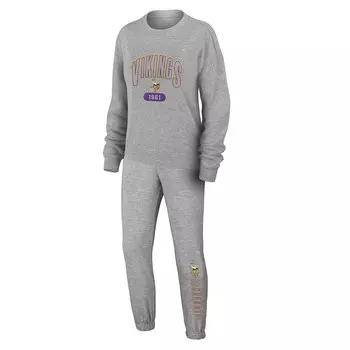 Женская одежда Erin Andrews Heather Grey Minnesota Vikings Трикотажная футболка тройного цвета с длинными рукавами и брюки для сна WEAR by Erin Andrews, цвет Mvk Grey