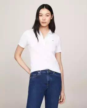 Женская приталенная рубашка поло с коротким рукавом Tommy Hilfiger, белый