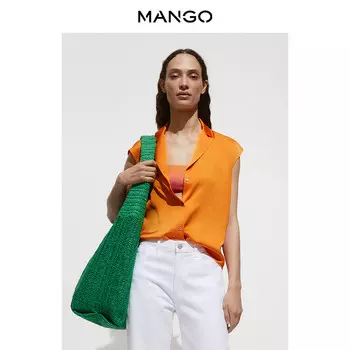 Женская рубашка Mango атласная, оранжевый