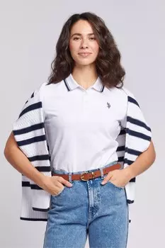 Женская рубашка поло из пике обычного кроя U.S. Polo Assn, белый