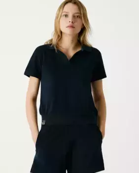 Женская рубашка поло свободного кроя из махровой ткани Pepe Jeans, тёмно-синий
