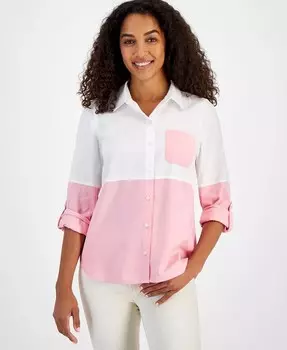 Женская рубашка с цветными блоками и пуговицами спереди Nautica Jeans, белый
