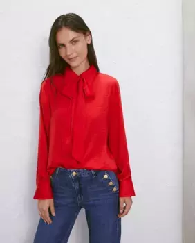 Женская рубашка с длинным рукавом и бантом Easy Wear, красный
