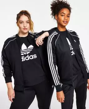 Женская спортивная куртка superstar primeblue, xs-4x adidas, черно-белый