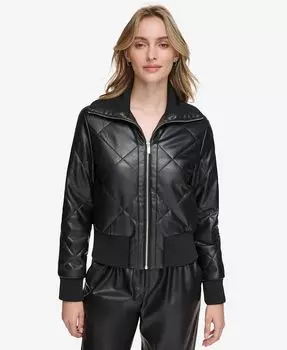 Женская стеганая куртка из искусственной кожи Calvin Klein, цвет Black