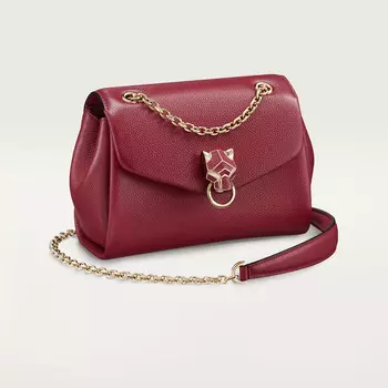 Женская сумка через плечо Cartier Sac chaine mini modle, Panthre Graphique de Cartier, телячья кожа бордового цвета