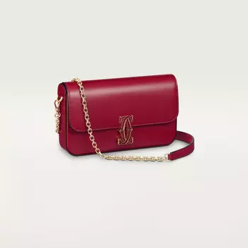 Женская сумка через плечо Cartier Sac chaine mini modle, C de Cartier, вишнево-красная телячья кожа