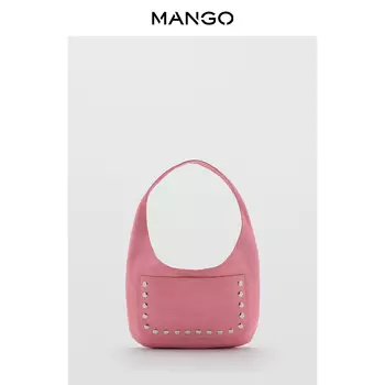 Женская сумка Mango с заклепками, розовый