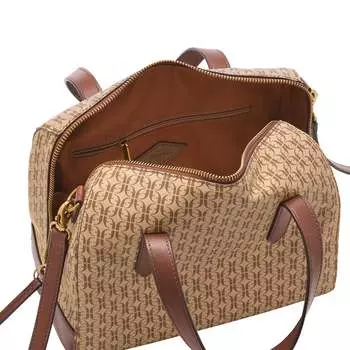 Женская сумка-портфель Fossil из полиуретана с принтом Sydney, коричневый