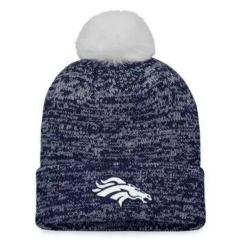 Женская темно-синяя фирменная шапка Fanatics Denver Broncos Iconic с манжетами и помпоном Fanatics