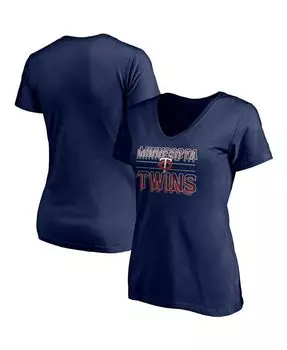 Женская темно-синяя футболка Minnesota Twins Compulsion to Win с v-образным вырезом Fanatics, темно-синий