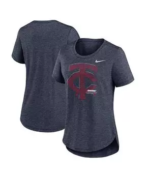 Женская темно-синяя футболка Minnesota Twins Touch Tri-Blend Heather Nike, синий