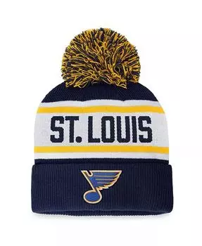 Женская темно-синяя вязаная шапка St. Louis Blues Fundamental с манжетами и помпоном Fanatics, синий