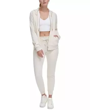 Женская толстовка с логотипом и кулиской DKNY, бежевый