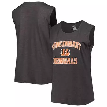 Женская топ без рукавов Fanatics с логотипом Heather Charcoal Cincinnati Bengals больших размеров Fanatics