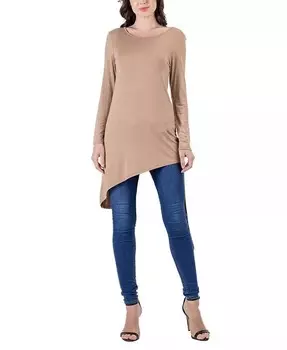 Женская туника длиной до колена с длинными рукавами 24seven Comfort Apparel, бежевый