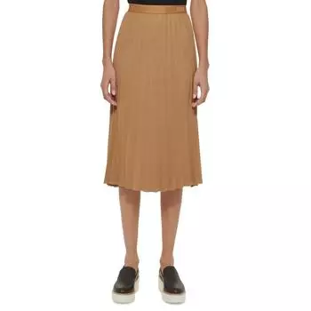 Женская юбка миди из искусственной замши в складку DKNY, цвет pecan