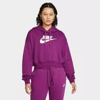 Женская укороченная флисовая худи Nike Sportswear Club, фиолетовый