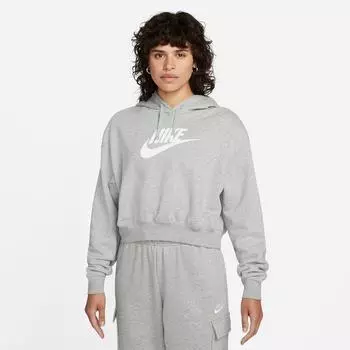 Женская укороченная флисовая худи Nike Sportswear Club, серый