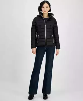 Женская утепленная куртка с капюшоном Packable Puffer на молнии Michael Kors, черный