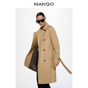 Женская ветровка Mango хлопковая классическая, бежевый