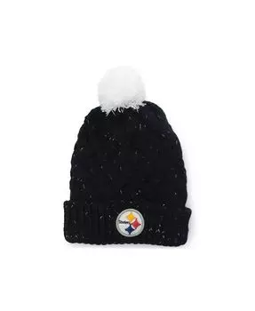 Женская вязаная шапка Pittsburgh Steelers Fiona с помпоном '47 Brand, черный