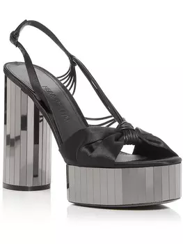 Женские атласные нарядные босоножки на платформе Sabina Salvatore Ferragamo, цвет Nero