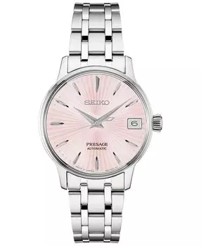 Женские автоматические часы Presage с браслетом из нержавеющей стали 33,8 мм Seiko, розовый