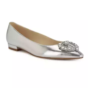 Женские балетки-лодочки Hearts с острым носом на резинке Nine West, серебряный