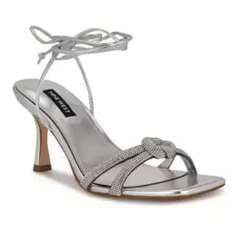 Женские босоножки Raqchel с квадратным носком и каблуком-катушкой Nine West, серебряный