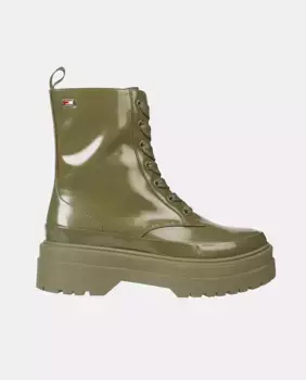 Женские ботильоны в байкерском стиле с лакированной отделкой Tommy Hilfiger, цвет Kaki