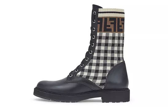 Женские ботинки Fendi, черный/белый/коричневый