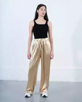 Женские брюки длинные металлизированного цвета Lili Sidonio, золотой