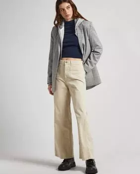 Женские брюки-клеш из джинсовой ткани с завышенной талией Pepe Jeans, бежевый