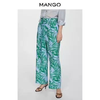 Женские брюки Mango элегантные широкие, зеленый