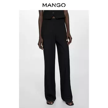 Женские брюки Mango широкие повседневные, черный