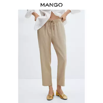 Женские брюки Mango в спортивном стиле, бежевый