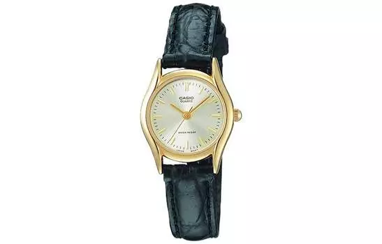 Женские часы CASIO DRESS, Серебряный циферблат и черный ремешок