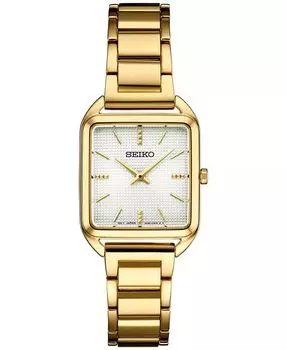 Женские часы Essentials с золотистым браслетом из нержавеющей стали, 26 мм Seiko, серебро