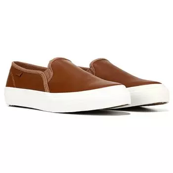 Женские двухэтажные кожаные кроссовки без шнуровки Keds, цвет cognac
