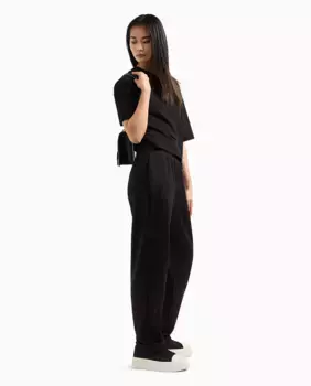 Женские флисовые брюки прямого кроя с эластичным поясом Armani Exchange, чёрный