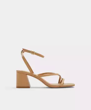 Женские кожаные босоножки на каблуке с квадратным носком Aldo, бежевый