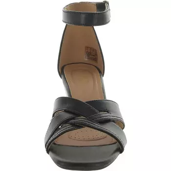 Женские кожаные босоножки на танкетке Cielo Charm с крест-накрест Clarks, цвет Black Leather