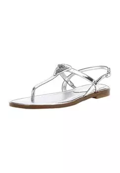 Женские кожаные сандалии с ремешками Rainey Emblem GUESS, цвет Silver
