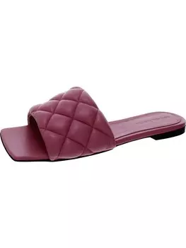 Женские кожаные стеганые шлепанцы Bottega Veneta, цвет Azelea